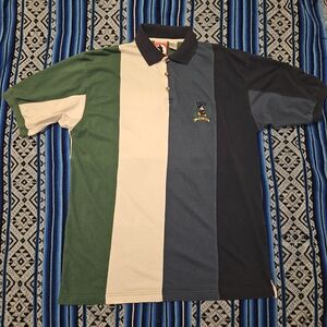 Vtg 90s Mickey Inc Disney Colorblock Polo Shirt Men’s L Embroidered Retro